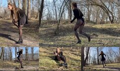 Chloe twisted her ankle and is hopping on one high-heeled shoe (custom video)