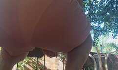 My pink shorts can't handle my stinky farts outdoors