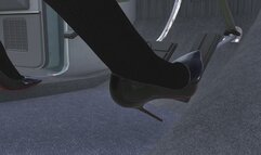 1975 Ford LTD Landau Cranking Template - Aubrey in Black Tights and Stiletto Pumps 1080p
