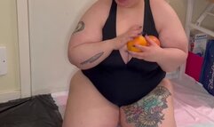BBW Crushes Fruit With Ass, Thighs, Feet