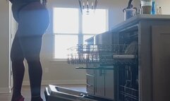 Chores, fat ebony ass, long legs inhigh heels