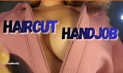 Lina Blackly's Tits-Out Handjob While She Shaves You Bald