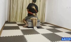 Lapsitting on a Tight clothes girl on the chair #AS080