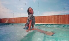 Amy Goes for a Pool Dip in a Cute Jean Shorts Outfit