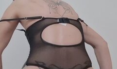 Tiny man crushed and fart to the max on a giant woman