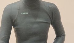 A zentai, a wetsuit and a swimcap