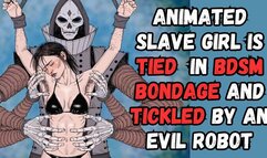 Tickling Dungeon slave girl in a bikini tied in a dark dungeon as an evil robotic device tickles her belly and armpits as she struggles in BDSM bondage fetish