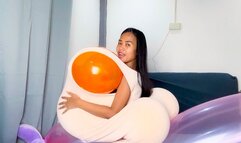 Looner Camylle Stuffs Herself With Balloon Boobs Tummy And Butts And Then Rides A Pink Zeppelin Balloon