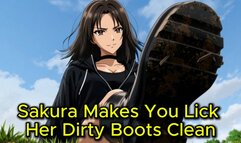 POV Dirty Boot Worship - Sakura Makes You To Lick & Clean Her Muddy Combat Soles