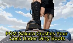 POV Cock Trampling Bootjob Animation - Sakura's Heavy Boots Flatten Your Dick