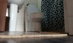 Scratching his feet when he went to the bathroom to do his things (8)