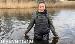 Down Jacket Chest Waders In Lake