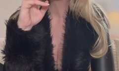 Stepmom smoking in leather and strapon JOI