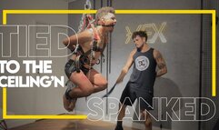 Three sadistic guys spank a slave tied to the ceiling (1080p) Gay Bondage - Gay Domination - Spanking - Whipping - Foot Fetish - BDSM