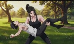 Clara's Insane Power - She Lifts & Holds Him Across Her Knees in the Park | Strong Girl Domination