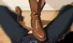 POV Cowboy Boot Cock Trampling - Nataly Crushes Your Cock Under Brown Cowboy Boots