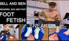The Bell boy sits and has his feet and sneakers worshipped by Ben.