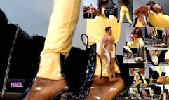 Tiny Shoved In Transparent Latex Ankle Boots - Macro Fetish, Degradation, Shrinking Fetish