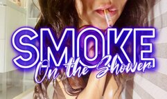 Hot MILF smoking on the shower and showing her booty