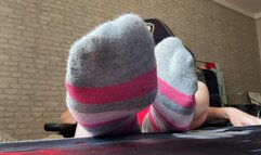 Socks off and tease with soles!