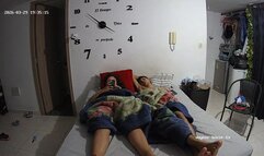 special candid perfect bare feet closeup scenes Bedroom camera at Jara & Valen reallifecam apartment at Voyeur House TV 29.03.2026 from 19 h 05 min to 21 h 35 min