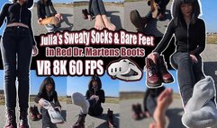 VR 8K 60fps | Julia’s Sweaty Socks & Bare Feet in Red Dr. Martens Boots | Worn Boots, Shoeplay, Soles, Toes, Socks, Close-Up Foot Video