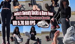 VR 5,7K 60fps | Julia’s Sweaty Socks & Bare Feet in Red Dr. Martens Boots | Worn Boots, Shoeplay, Soles, Toes, Socks, Close-Up Foot Video copy