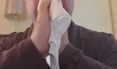 Cotton White and Blue Handkerchief NoseBlowing