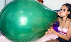 Looner Camylle Blows To Pop yoir Huge Green Belbal 24 Inch Balloon