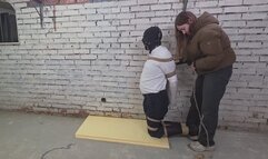 Male slave is stored in her basement and used as a furniture