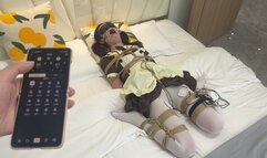 FX81-White stockings, Asian girl, orgasm control, gag, candle dripping