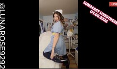 2 HOUR LIVE! GOT GIFTED A HAZMAT HOOD, LOBOTOMY INTRUMENTS, NYLONS, NEW NURSE DRESS, DID MODLE POSES IN MY NEW OUTFIT, BTS CUSTOM LOBOTOMY EVIL NURSE LUNA, MADE TEASER, TAPE GAG, FEET TEASE AND SO MUCH MORE!