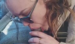 Horny Married MILF Gives Blowjob in Car - Cum in Mouth & Swallows