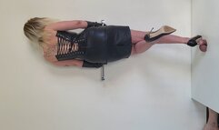 Lady Latisha - Le Silla Black Leather Stilettos - Cock Trampling - Horizontal View