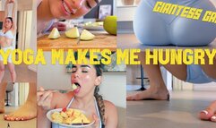 YOGA makes me HUNGRY - 4K Giantess Gabi Steps on, Sits on, Belly squishes, then Eats tiny men