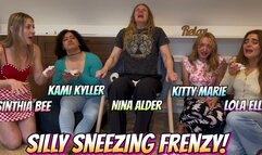 Sinthia Bee, Kami Kyller, Nina Alder, Kitty Marie & Lola Elle In A Silly Sneezing Frenzy!