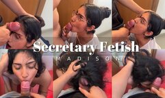 Slut secretary Gives Her Boss a blowjob in the bathroom.