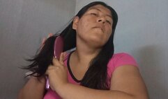 Brushing my black hair