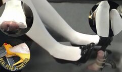 Gas Pedal Footjob Flooded By Hottie in White Tights