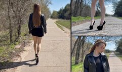 Following Chloe walking in her high heels