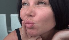 Stretching and flattening my luscious lips b