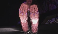 Latina Tanfeets Clear Flip Flop BWC Foot fucking Footjob in the CLUB