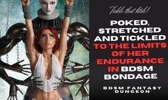 naughty red head Slave girl is poked and tickled hard in her boobs and belly and armpits to the limit of her endurance and also stretched in BDSM bondage by evil device