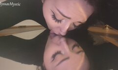 Make out POV in mirror with Long Tongue