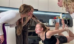 Group Lezdom Bondage and Spitting Humiliation With Thee Mistresses (MP4 HD 1080p)