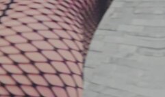 Shemale erection in fishnet