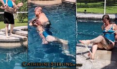 Catherine Sterling gets Tied Poolside by Ben, Thrown in the Water, Dunked, Dragged, Tickled, Tormented & Challenged to Escape her Wet Ropes! Real life bondage first for Catherine, who smiles through every moment! HD MP4 File Format
