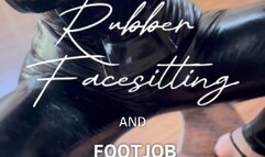 4k | Rubber Facesitting and footjob.