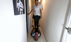 Schoolgirl Danielle Walking Along Her Slaves Body & Head 2 (4K)