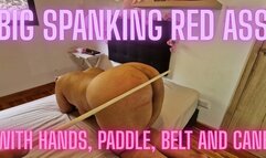 Big spanking - Red Ass - Spanking with hands, paddle, belt and cane!